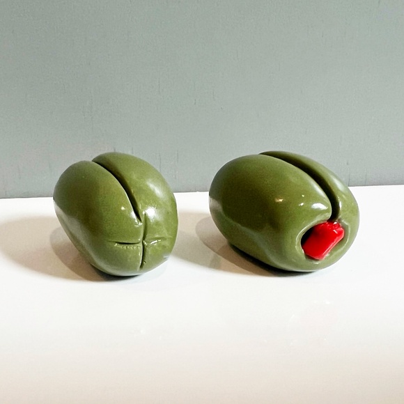 Olive Place Card Holders – Set of 4 | Martini Party Table Decor Hand Sculpted - Picture 12 of 12